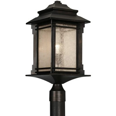 Franklin Iron Works Rustic Outdoor Post Light Walnut Bronze Vintage 21 1/2" Frosted Cream Glass Lantern for Exterior Garden Yard 5 Franklin Iron Works Rustic Outdoor Post Light Walnut Bronze Vintage 21 1/2" Frosted Cream Glass Lantern for Exterior Garden Yard - Image 3