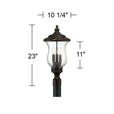 Franklin Iron Works Outdoor Post Light Fixture LED Dimmable Bronze 23" Clear Seedy Glass for Exterior Garden Yard Driveway 8 Franklin Iron Works Outdoor Post Light Fixture LED Dimmable Bronze 23" Clear Seedy Glass for Exterior Garden Yard Driveway - Image 6