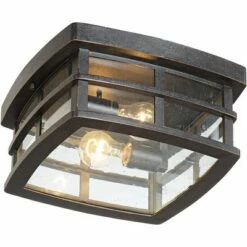 John Timberland Mission Outdoor Ceiling Light Fixture Oil Rubbed Bronze 12" Clear Seedy Glass for Exterior House Porch Patio Deck -Outdoor Lighting Official Shop unnamed file 249