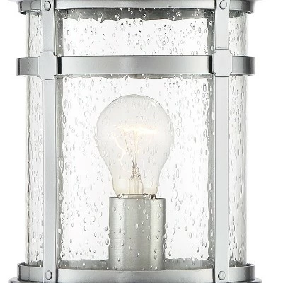 Franklin Iron Works Industrial Outdoor Post Light Chrome 16" Clear Seedy Glass Lantern for Exterior Garden Yard Patio Driveway 4 Franklin Iron Works Industrial Outdoor Post Light Chrome 16" Clear Seedy Glass Lantern for Exterior Garden Yard Patio Driveway - Image 2