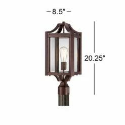 Franklin Iron Works Rustic Farmhouse Outdoor Post Light Fixture Bronze Iron 20 1/4" Clear Beveled Glass for Exterior Garden Yard -Outdoor Lighting Official Shop unnamed file 2499