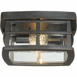 John Timberland Mission Outdoor Ceiling Light Fixture Oil Rubbed Bronze 12" Clear Seedy Glass for Exterior House Porch Patio Deck -Outdoor Lighting Official Shop unnamed file 250