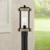 John Timberland Rustic Outdoor Post Light Fixture Black Metal Gray Wood Finish 14 1/2" Clear Glass for Exterior House Porch Patio Outside -Outdoor Lighting Official Shop unnamed file 2504
