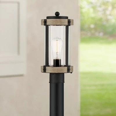 John Timberland Rustic Outdoor Post Light Fixture Black Metal Gray Wood Finish 14 1/2" Clear Glass for Exterior House Porch Patio Outside 3 John Timberland Rustic Outdoor Post Light Fixture Black Metal Gray Wood Finish 14 1/2" Clear Glass for Exterior House Porch Patio Outside