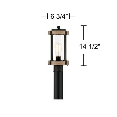 John Timberland Rustic Outdoor Post Light Fixture Black Metal Gray Wood Finish 14 1/2" Clear Glass for Exterior House Porch Patio Outside 7 John Timberland Rustic Outdoor Post Light Fixture Black Metal Gray Wood Finish 14 1/2" Clear Glass for Exterior House Porch Patio Outside - Image 5