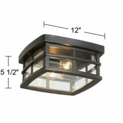 John Timberland Mission Outdoor Ceiling Light Fixture Oil Rubbed Bronze 12" Clear Seedy Glass for Exterior House Porch Patio Deck -Outdoor Lighting Official Shop unnamed file 251