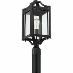 Franklin Iron Works Rustic Farmhouse Outdoor Post Light Fixture Black 20 1/4" Clear Glass House Porch Patio Garden Yard Walkway -Outdoor Lighting Official Shop unnamed file 2512
