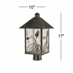 Franklin Iron Works Country Cottage Post Light French Bronze Leaf and Vine Motif 17" Clear Seedy Glass for Exterior Garden Yard -Outdoor Lighting Official Shop unnamed file 2518