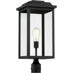 John Timberland Modern Outdoor Post Light Fixture Textured Black 22 1/2" Clear Glass for Exterior House Porch Patio Outside Deck -Outdoor Lighting Official Shop unnamed file 2536