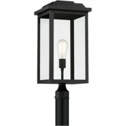 John Timberland Modern Outdoor Post Light Fixture Textured Black 22 1/2" Clear Glass for Exterior House Porch Patio Outside Deck -Outdoor Lighting Official Shop unnamed file 2537
