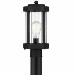 John Timberland Modern Outdoor Post Light Fixture Textured Black Metal 15" Clear Glass for Exterior House Porch Patio Outside Deck -Outdoor Lighting Official Shop unnamed file 2542