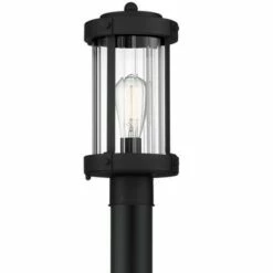 John Timberland Modern Outdoor Post Light Fixture Textured Black Metal 15" Clear Glass for Exterior House Porch Patio Outside Deck -Outdoor Lighting Official Shop unnamed file 2543