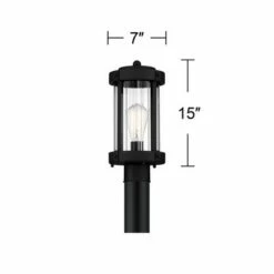 John Timberland Modern Outdoor Post Light Fixture Textured Black Metal 15" Clear Glass for Exterior House Porch Patio Outside Deck -Outdoor Lighting Official Shop unnamed file 2544