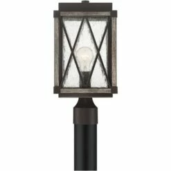Possini Euro Design Rustic Outdoor Post Light Fixture Bronze Wood Finish 16" Clear Seedy Glass Lantern for Garden Yard Driveway Walkway -Outdoor Lighting Official Shop unnamed file 2591