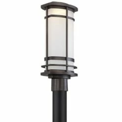 Possini Euro Design Modern Outdoor Post Light Fixture Bronze Metal 19" Etched Glass Shade for Exterior House Porch Patio Outside -Outdoor Lighting Official Shop unnamed file 2597