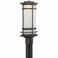Possini Euro Design Modern Outdoor Post Light Fixture Bronze Metal 19" Etched Glass Shade for Exterior House Porch Patio Outside -Outdoor Lighting Official Shop unnamed file 2598