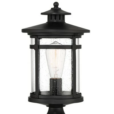 Franklin Iron Works Modern Outdoor Post Light Matte Black 16 1/4" Clear Seedy Glass Exterior House Porch Patio Outside Deck Garage 4 Franklin Iron Works Modern Outdoor Post Light Matte Black 16 1/4" Clear Seedy Glass Exterior House Porch Patio Outside Deck Garage - Image 2