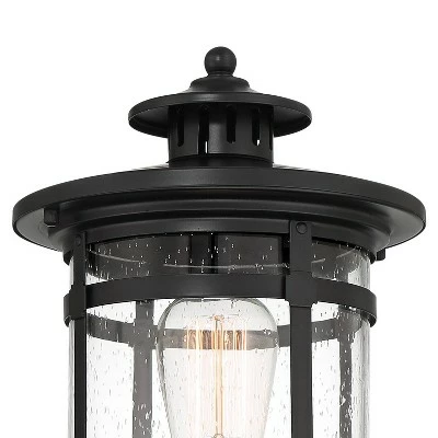 Franklin Iron Works Modern Outdoor Post Light Matte Black 16 1/4" Clear Seedy Glass Exterior House Porch Patio Outside Deck Garage 5 Franklin Iron Works Modern Outdoor Post Light Matte Black 16 1/4" Clear Seedy Glass Exterior House Porch Patio Outside Deck Garage - Image 3