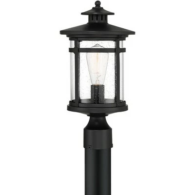 Franklin Iron Works Modern Outdoor Post Light Matte Black 16 1/4" Clear Seedy Glass Exterior House Porch Patio Outside Deck Garage 6 Franklin Iron Works Modern Outdoor Post Light Matte Black 16 1/4" Clear Seedy Glass Exterior House Porch Patio Outside Deck Garage - Image 4