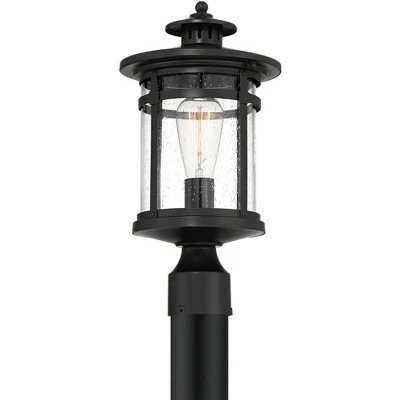 Franklin Iron Works Modern Outdoor Post Light Matte Black 16 1/4" Clear Seedy Glass Exterior House Porch Patio Outside Deck Garage 7 Franklin Iron Works Modern Outdoor Post Light Matte Black 16 1/4" Clear Seedy Glass Exterior House Porch Patio Outside Deck Garage - Image 5