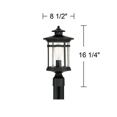 Franklin Iron Works Modern Outdoor Post Light Matte Black 16 1/4" Clear Seedy Glass Exterior House Porch Patio Outside Deck Garage 8 Franklin Iron Works Modern Outdoor Post Light Matte Black 16 1/4" Clear Seedy Glass Exterior House Porch Patio Outside Deck Garage - Image 6
