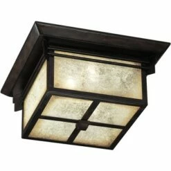 Franklin Iron Works Mission Outdoor Ceiling Light Fixture Walnut Bronze 15" Frosted Cream Glass Damp Rated for Exterior House -Outdoor Lighting Official Shop unnamed file 276