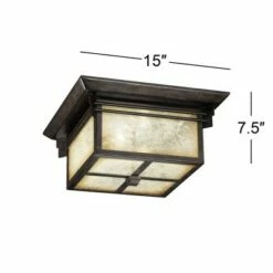 Franklin Iron Works Mission Outdoor Ceiling Light Fixture Walnut Bronze 15" Frosted Cream Glass Damp Rated for Exterior House -Outdoor Lighting Official Shop unnamed file 277