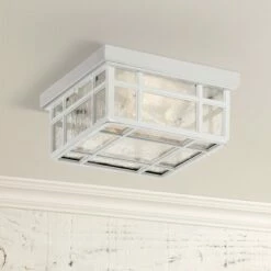 Kathy Ireland Sierra Craftsman 10 1/2"W White Outdoor Ceiling Light