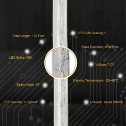 Costway 100' 2 Wire LED Rope Light Christmas Decorative Party In/Outdoor 110V Warm White -Outdoor Lighting Official Shop unnamed file 2860
