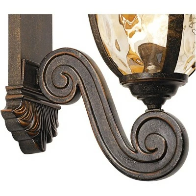 John Timberland Outdoor Wall Light Fixture Bronze Scroll 24" Champagne Hammered Glass for Exterior House Porch Patio 4 John Timberland Outdoor Wall Light Fixture Bronze Scroll 24" Champagne Hammered Glass for Exterior House Porch Patio - Image 3