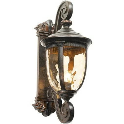 John Timberland Outdoor Wall Light Fixture Bronze Scroll 24" Champagne Hammered Glass for Exterior House Porch Patio 7 John Timberland Outdoor Wall Light Fixture Bronze Scroll 24" Champagne Hammered Glass for Exterior House Porch Patio - Image 6