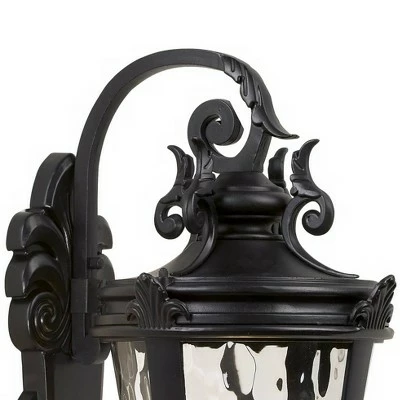 John Timberland Mediterranean Outdoor Wall Light Fixture Textured Black Scroll 27 1/2" Clear Hammered Glass for Porch Patio House 5 John Timberland Mediterranean Outdoor Wall Light Fixture Textured Black Scroll 27 1/2" Clear Hammered Glass for Porch Patio House - Image 3