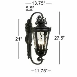 John Timberland Mediterranean Outdoor Wall Light Fixture Textured Black Scroll 27 1/2" Clear Hammered Glass for Porch Patio House 10 John Timberland Mediterranean Outdoor Wall Light Fixture Textured Black Scroll 27 1/2" Clear Hammered Glass for Porch Patio House -Outdoor Lighting Official Shop unnamed file 2917