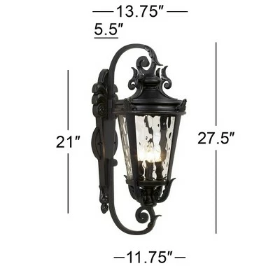 John Timberland Mediterranean Outdoor Wall Light Fixture Textured Black Scroll 27 1/2" Clear Hammered Glass for Porch Patio House 6 John Timberland Mediterranean Outdoor Wall Light Fixture Textured Black Scroll 27 1/2" Clear Hammered Glass for Porch Patio House - Image 4