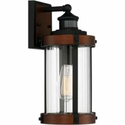 John Timberland Industrial Outdoor Wall Light Fixture Dark Wood Finish Black 15 1/2" Motion Sensor Clear Glass for Exterior House Porch -Outdoor Lighting Official Shop unnamed file 2922