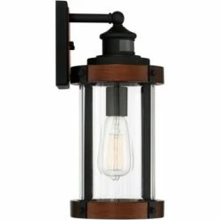 John Timberland Industrial Outdoor Wall Light Fixture Dark Wood Finish Black 15 1/2" Motion Sensor Clear Glass for Exterior House Porch -Outdoor Lighting Official Shop unnamed file 2923