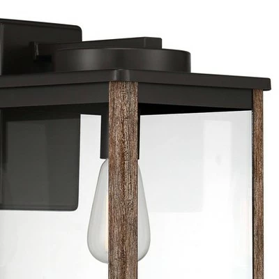 John Timberland Farmhouse Rustic Outdoor Wall Light Fixture Dark Bronze Wood Finish Grain 17" Glass Exterior House Porch Patio Outside 4 John Timberland Farmhouse Rustic Outdoor Wall Light Fixture Dark Bronze Wood Finish Grain 17" Glass Exterior House Porch Patio Outside - Image 2