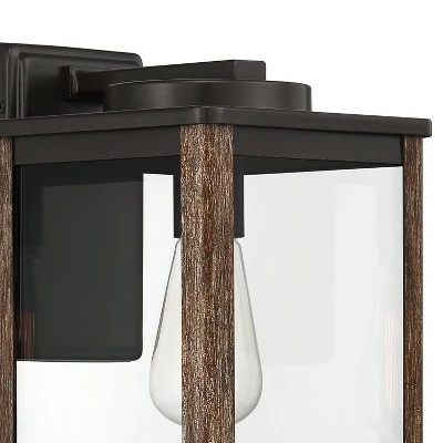 John Timberland Modern Farmhouse Outdoor Wall Light Fixture Dark Bronze Wood Finish Grain 14 1/4" Clear Glass Panels Exterior House Porch 4 John Timberland Modern Farmhouse Outdoor Wall Light Fixture Dark Bronze Wood Finish Grain 14 1/4" Clear Glass Panels Exterior House Porch - Image 2