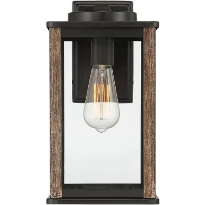 John Timberland Modern Farmhouse Outdoor Wall Light Fixture Dark Bronze Wood Finish Grain 14 1/4" Clear Glass Panels Exterior House Porch 6 John Timberland Modern Farmhouse Outdoor Wall Light Fixture Dark Bronze Wood Finish Grain 14 1/4" Clear Glass Panels Exterior House Porch - Image 4