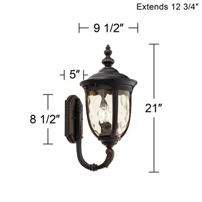 John Timberland Outdoor Wall Light Fixture Bronze 21" Hammered Glass Sconce for House Deck Patio 9 John Timberland Outdoor Wall Light Fixture Bronze 21" Hammered Glass Sconce for House Deck Patio - Image 7