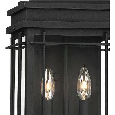 John Timberland Outdoor Wall Light Fixture Textured Black Steel 17" Clear Glass Lantern for Exterior House Porch Patio Deck 4 John Timberland Outdoor Wall Light Fixture Textured Black Steel 17" Clear Glass Lantern for Exterior House Porch Patio Deck - Image 2
