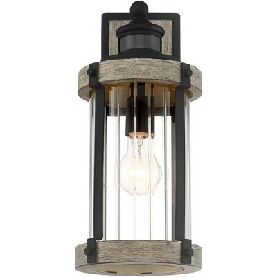 John Timberland Rustic Outdoor Wall Light Fixture Wood Finish Black 15 1/2" Pleated Glass Motion Sensor Exterior House Porch Patio Deck 5 John Timberland Rustic Outdoor Wall Light Fixture Wood Finish Black 15 1/2" Pleated Glass Motion Sensor Exterior House Porch Patio Deck - Image 3