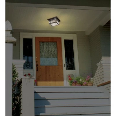 Franklin Iron Works Country Cottage Outdoor Ceiling Light French Bronze Leaf and Vine Motif 11" Clear Seedy Glass for Patio Porch 7 Franklin Iron Works Country Cottage Outdoor Ceiling Light French Bronze Leaf and Vine Motif 11" Clear Seedy Glass for Patio Porch - Image 5