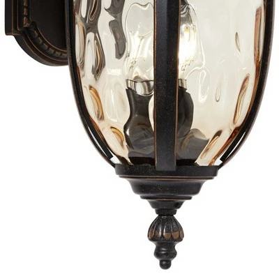 John Timberland Vintage Outdoor Wall Light Fixture Bronze Metal 20 1/2" Champagne Hammered Glass for Exterior House Porch Patio 5 John Timberland Vintage Outdoor Wall Light Fixture Bronze Metal 20 1/2" Champagne Hammered Glass for Exterior House Porch Patio - Image 3