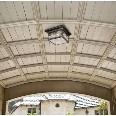 Franklin Iron Works Country Cottage Outdoor Ceiling Light French Bronze Leaf and Vine Motif 11" Clear Seedy Glass for Patio Porch 8 Franklin Iron Works Country Cottage Outdoor Ceiling Light French Bronze Leaf and Vine Motif 11" Clear Seedy Glass for Patio Porch - Image 6