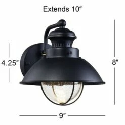 John Timberland Rustic Outdoor Wall Light Fixture LED Black 8" Seedy Glass Sconce for Exterior Deck Porch Patio -Outdoor Lighting Official Shop unnamed file 3040