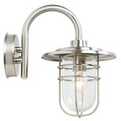 John Timberland Industrial Outdoor Wall Light Fixture Brushed Nickel 12 3/4" Caged Seeded Glass for House Porch Patio Barn 5 John Timberland Industrial Outdoor Wall Light Fixture Brushed Nickel 12 3/4" Caged Seeded Glass for House Porch Patio Barn - Image 3