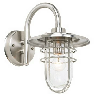 John Timberland Industrial Outdoor Wall Light Fixture Brushed Nickel 12 3/4" Caged Seeded Glass for House Porch Patio Barn 6 John Timberland Industrial Outdoor Wall Light Fixture Brushed Nickel 12 3/4" Caged Seeded Glass for House Porch Patio Barn - Image 4