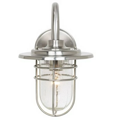 John Timberland Industrial Outdoor Wall Light Fixture Brushed Nickel 12 3/4" Caged Seeded Glass for House Porch Patio Barn 7 John Timberland Industrial Outdoor Wall Light Fixture Brushed Nickel 12 3/4" Caged Seeded Glass for House Porch Patio Barn - Image 5