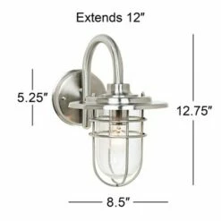 John Timberland Industrial Outdoor Wall Light Fixture Brushed Nickel 12 3/4" Caged Seeded Glass for House Porch Patio Barn 16 John Timberland Industrial Outdoor Wall Light Fixture Brushed Nickel 12 3/4" Caged Seeded Glass for House Porch Patio Barn -Outdoor Lighting Official Shop unnamed file 3054